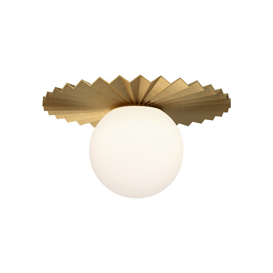 Alora Mood Plume 1 Light 12" Flush Mount, Gold/Opal Matte/Opal - FM501212BGOP