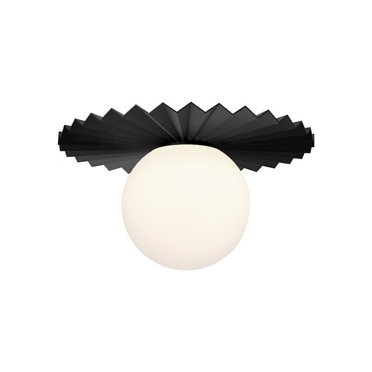 Alora Mood Plume 1 Light 12" Flush Mount, Black/Opal Matte/Opal - FM501212MBOP