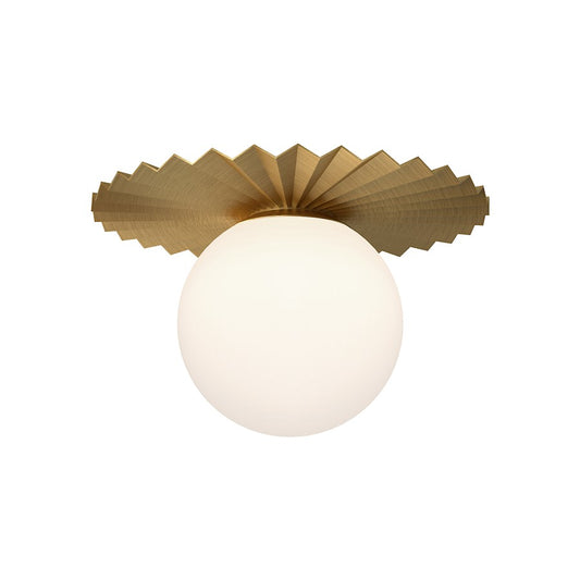 Alora Mood Plume 1 Light 14" Flush Mount, Gold/Opal Matte/Opal - FM501214BGOP