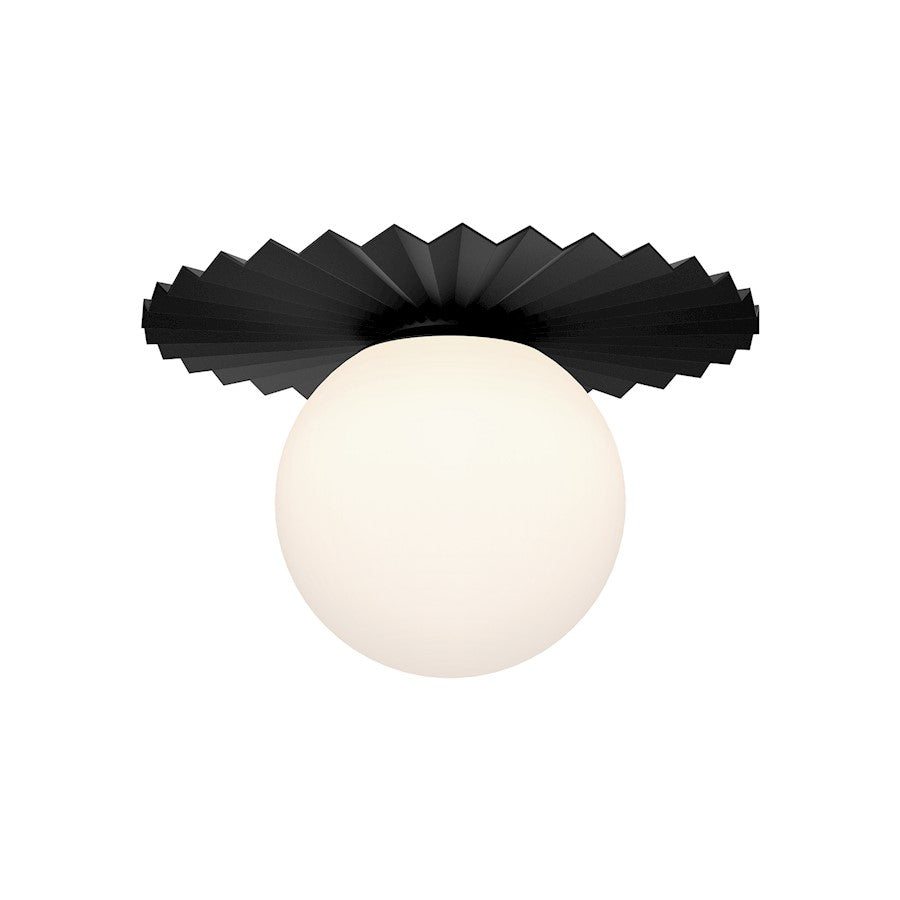 Alora Mood Plume 1 Light 14" Flush Mount, Black/Opal Matte/Opal - FM501214MBOP