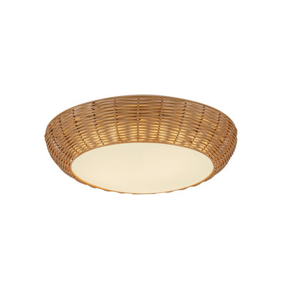 Kuzco Merida 14" Socket Flush Mount, Rattan/Rattan Shade - FM511014RA