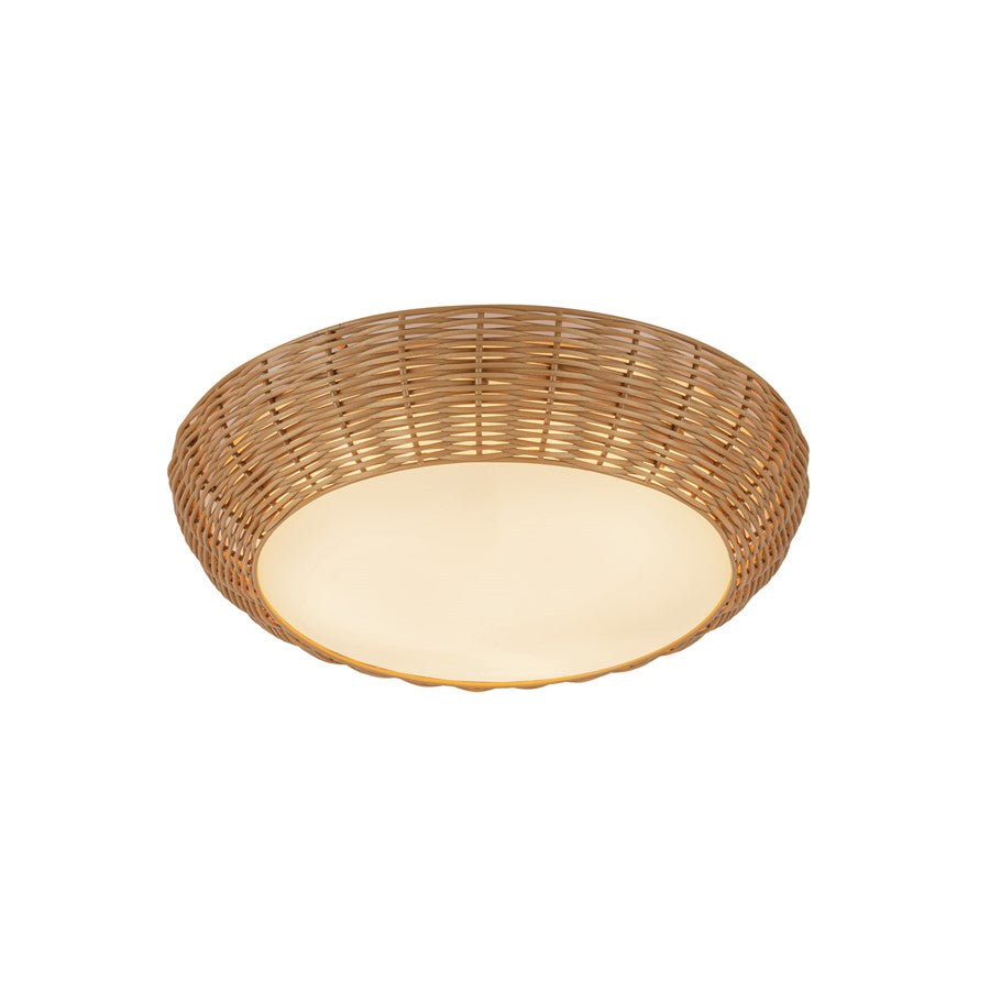 Kuzco Merida 14" Socket Flush Mount, Rattan/Rattan Shade