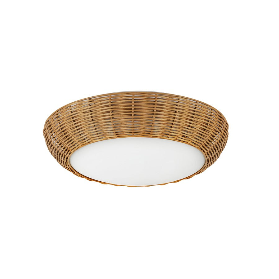 Kuzco Merida 14" Socket Flush Mount, Rattan/Rattan Shade