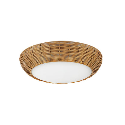 Kuzco Merida 14" Socket Flush Mount, Rattan/Rattan Shade