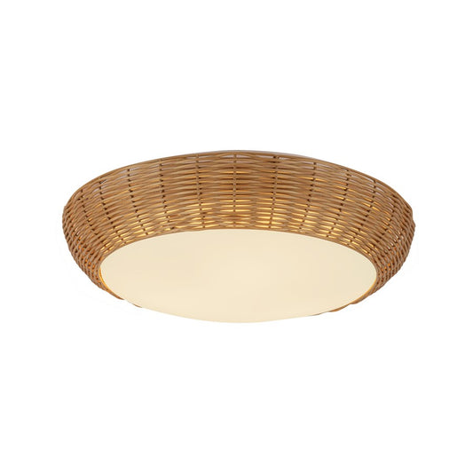 Kuzco Merida 17" Socket Flush Mount, Rattan/Rattan Shade - FM511217RA