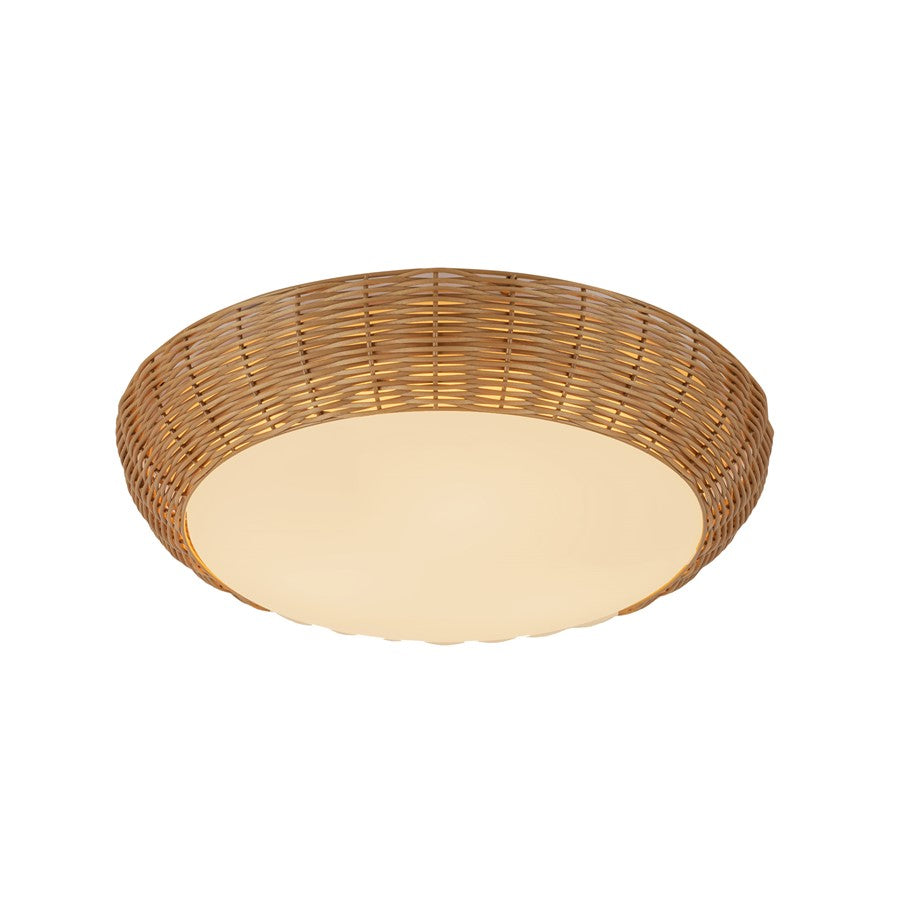 Kuzco Merida 17" Socket Flush Mount, Rattan/Rattan Shade