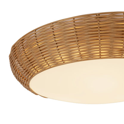 Kuzco Merida 17" Socket Flush Mount, Rattan/Rattan Shade