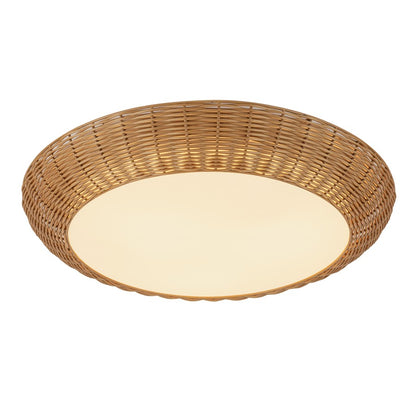 Kuzco Merida 21" Socket Flush Mount, Rattan/Rattan Shade