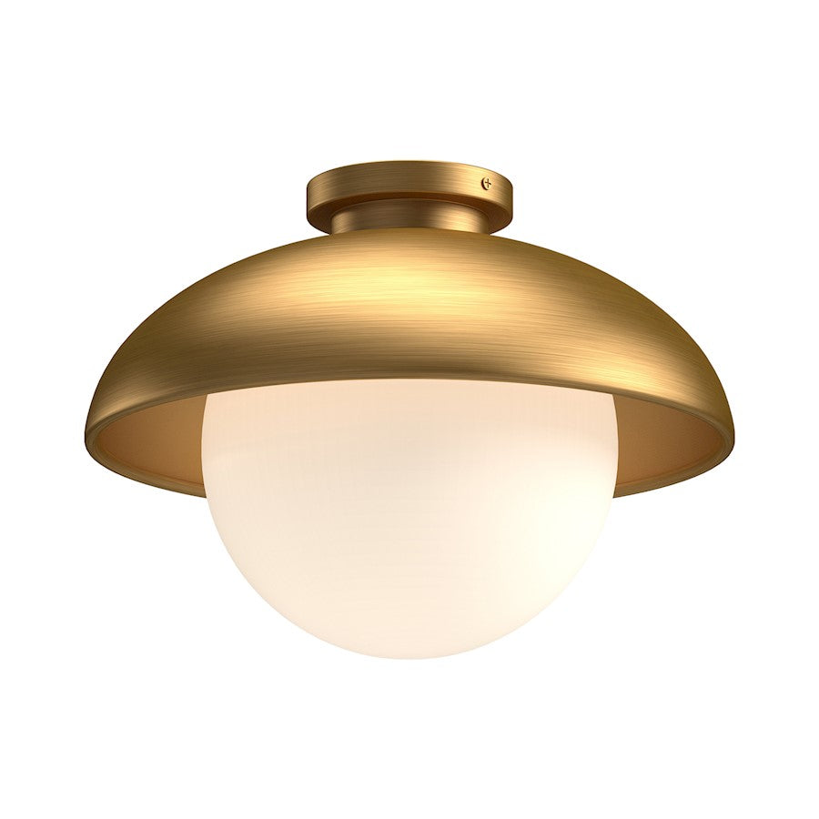 Alora Mood Rubio 1 Light 12" Flush Mount, Gold/Opal Matte/Opal - FM522012AGOP