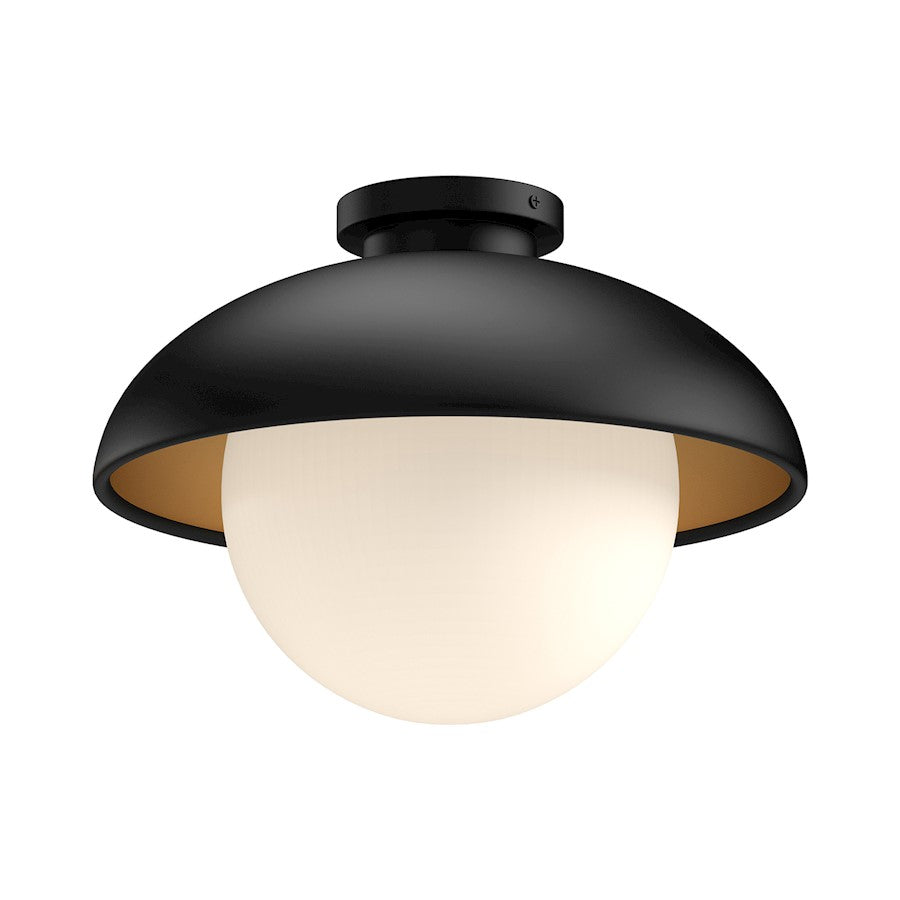 Alora Mood Rubio 1 Light 11" Flush Mount, Black/Opal Matte/Opal - FM522012MBOP