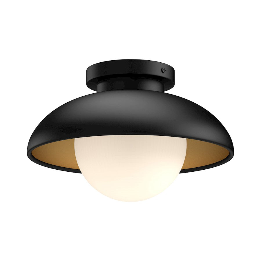 Alora Mood Rubio 1 Light 16" Flush Mount, Black/Opal Matte/Opal - FM522016MBOP