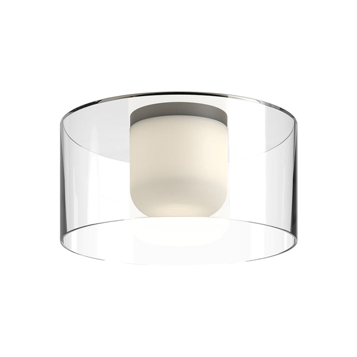 Kuzco Birch 12in LED Flush Mount | Black Cast Aluminum and Clear Glass with White Diffuser | Bathroom & Hallway | 1360 Lumens | Model FM53512-BK-CL