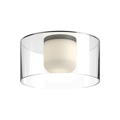 Kuzco Birch 12in LED Flush Mount | Black Cast Aluminum and Clear Glass with White Diffuser | Bathroom & Hallway | 1360 Lumens | Model FM53512-BK-CL