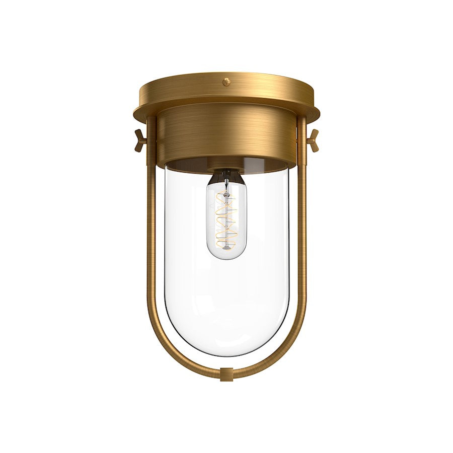 Alora Mood Cyrus 1 Light 8" Flush Mount, Aged Gold/Clear/Clear - FM539008AGCL