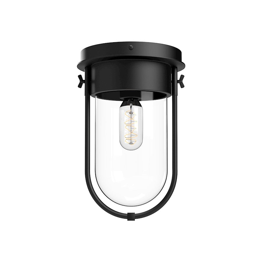 Alora Mood Cyrus 1 Light 8" Flush Mount, Clear/Matte Black/Clear - FM539008MBCL