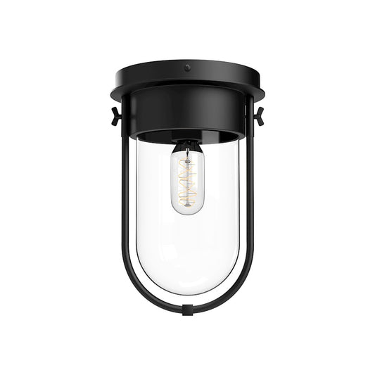 Alora Mood Cyrus 1 Light 8" Flush Mount, Clear/Matte Black/Clear - FM539008MBCL