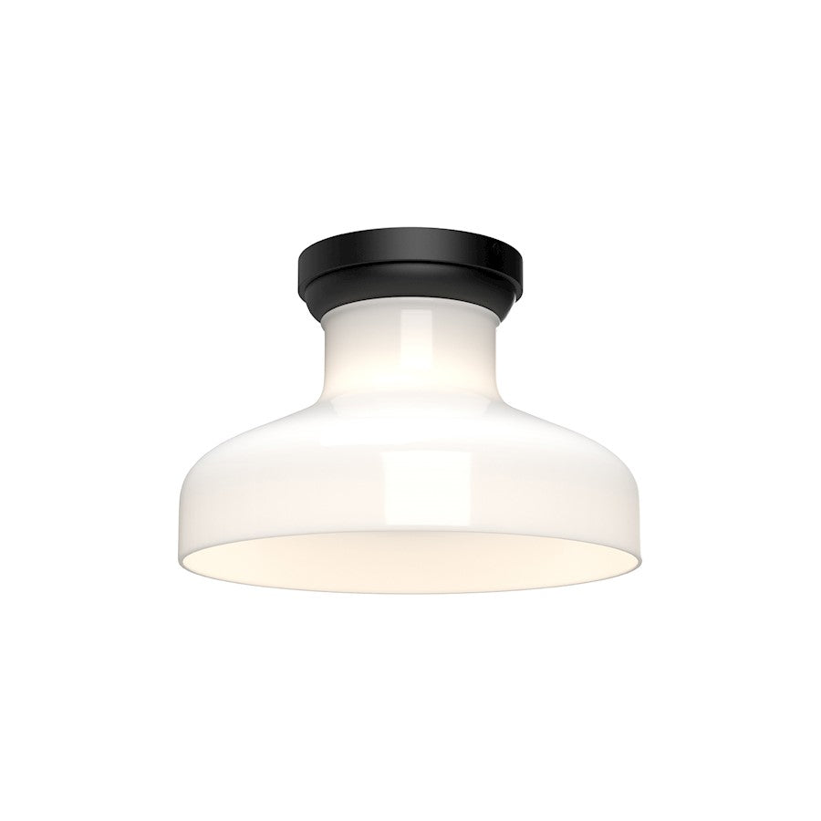 Alora Mood Westlake 1 Light 11" Flush Mount, Glossy Opal/Black - FM540011MBGO