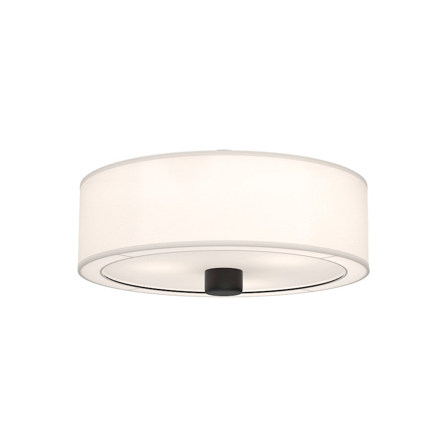 Alora Mood Theo 3 Light 24" Flush Mount, Matte Black/White Linen - FM547924MBWL