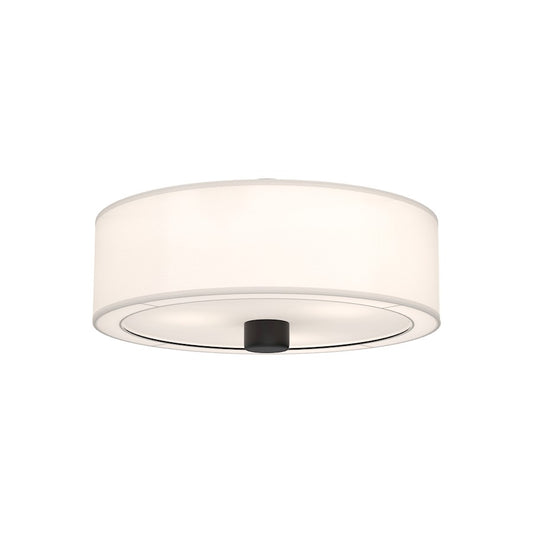 Alora Mood Theo 3 Light 24" Flush Mount, Matte Black/White Linen - FM547924MBWL