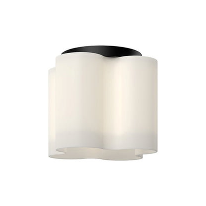 Kuzco Clover 9in 1-Light Flush Mount | Modern Black Cast Aluminum and Opal Glass | Kitchen & Bathroom Ceiling Light | 1360lm | Model FM54809-BK-OP