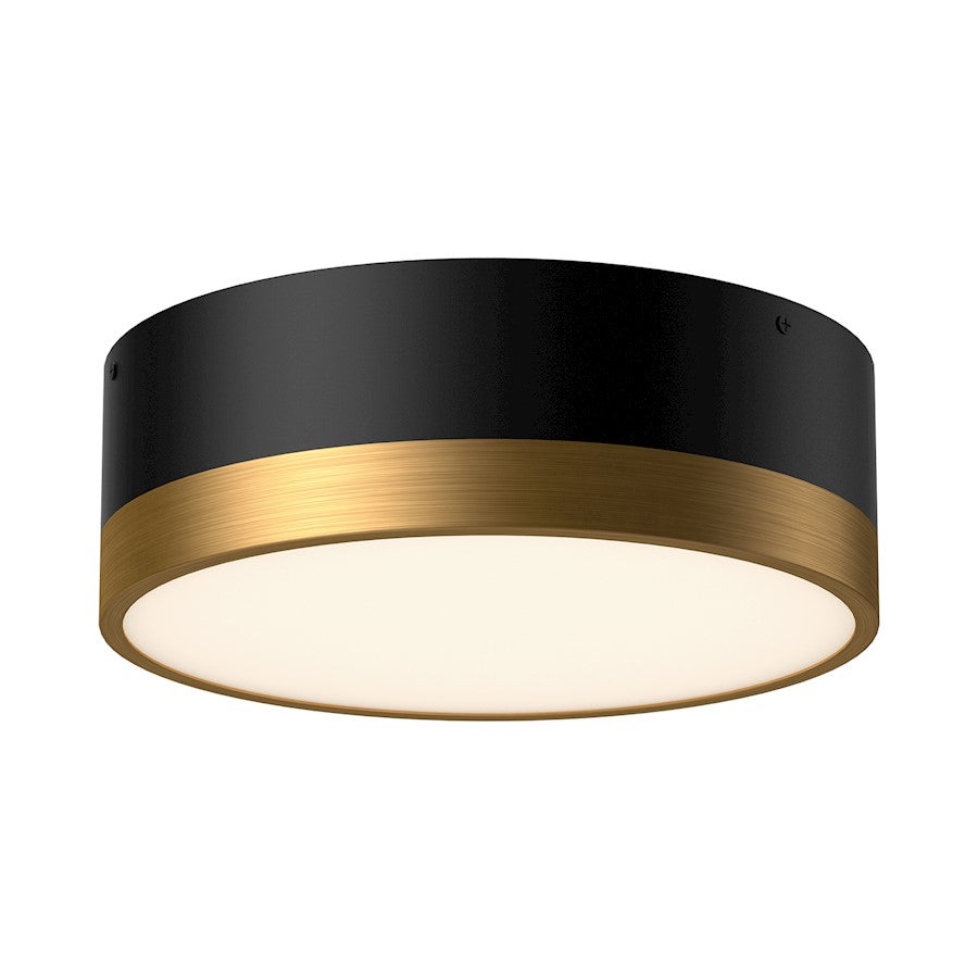 Alora Mood Brisbane 2 Light 12" Flush Mount, Gold/Black/Frosted - FM556212AGMB