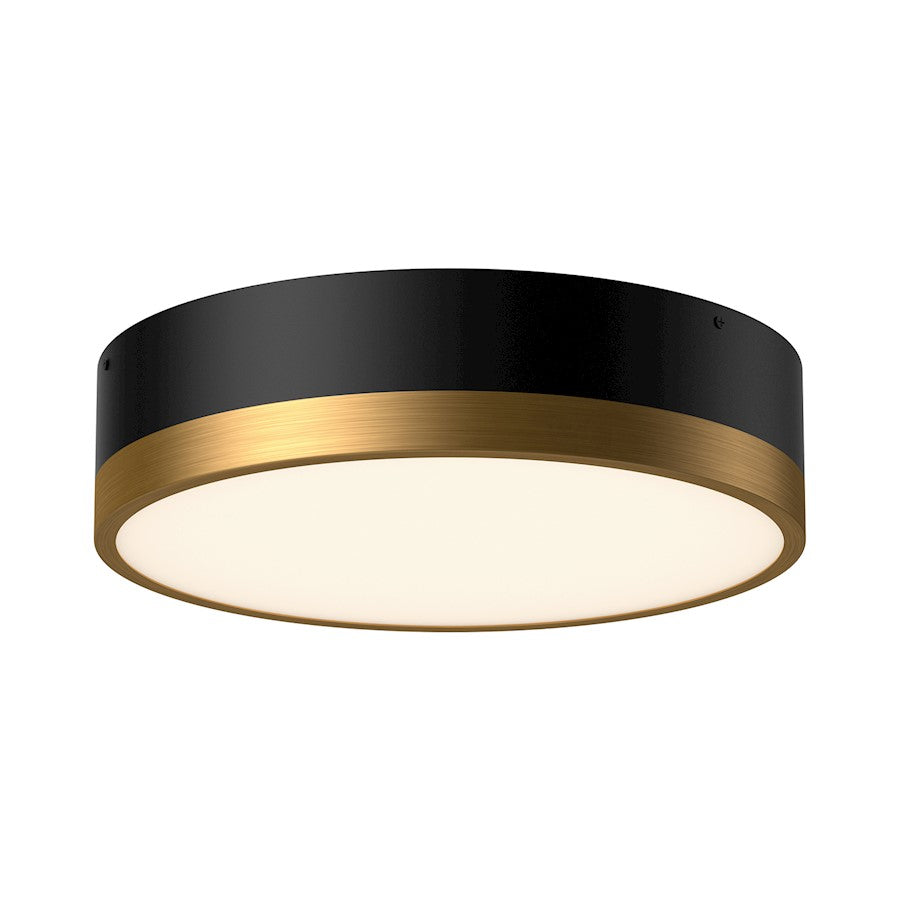 Alora Mood Brisbane 3 Light 16" Flush Mount, Gold/Black/Frosted - FM556216AGMB