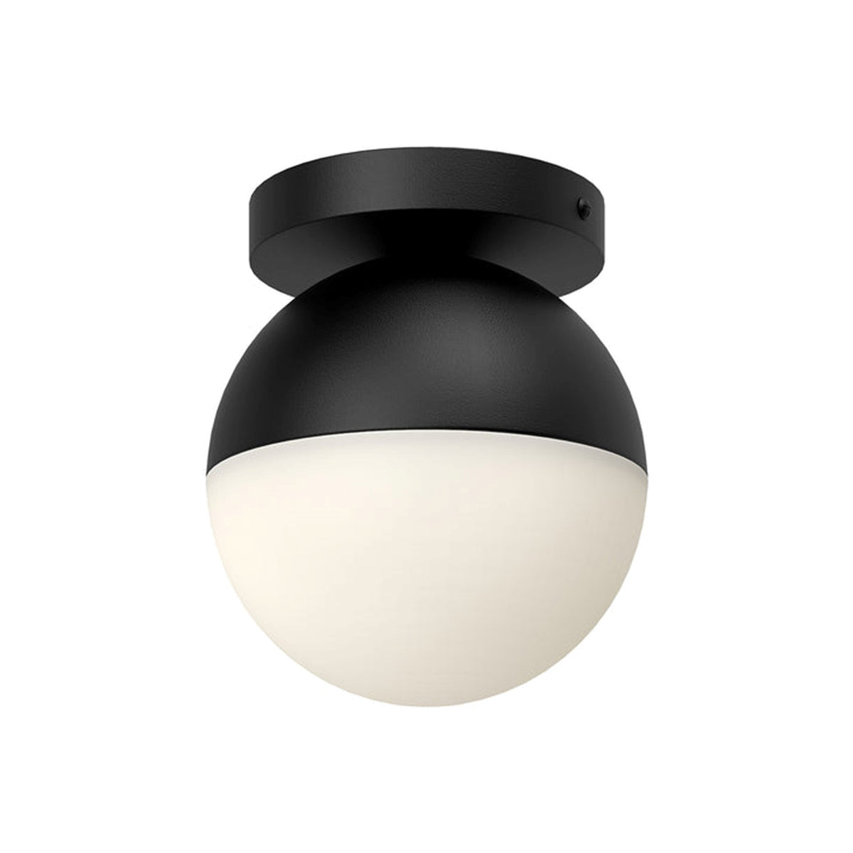 Kuzco Monae 6in 1-Light Flush Mount | Retro Black Steel and Opal Glass | Bedroom & Hallway Ceiling Light | 60W Incandescent | Model FM58306-BK-OP