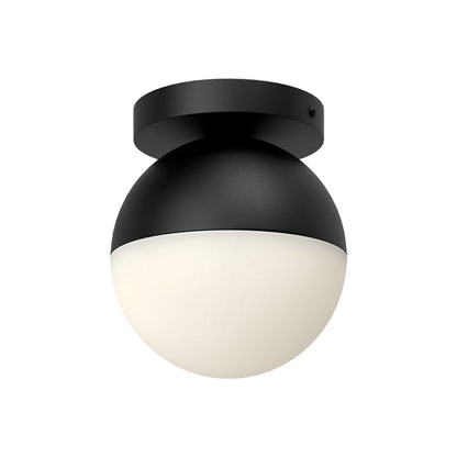 Kuzco Monae 6in 1-Light Flush Mount | Retro Black Steel and Opal Glass | Bedroom & Hallway Ceiling Light | 60W Incandescent | Model FM58306-BK-OP
