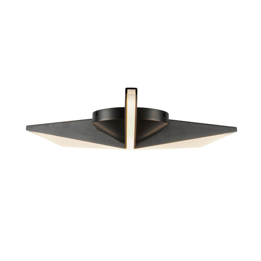 Kuzco Tachi 18in 1-Light LED Flush Mount | Modern Urban Bronze Steel and Frosted Acrylic Light Guide | Bedroom & Hallway Ceiling | Model FM64218-UB
