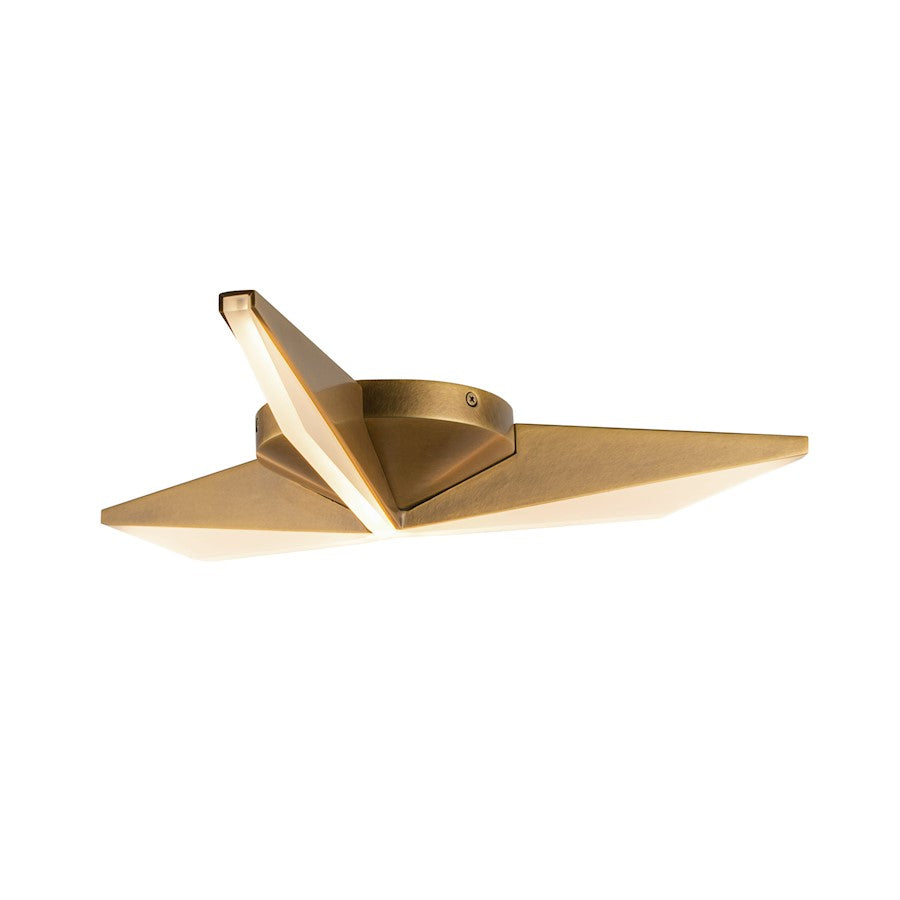 Kuzco Tachi 18in LED Flush Mount | Vintage Brass Steel and Frosted Acrylic | Bedroom & Living Room Ceiling Light | 1710lm 3000K | Model FM64218-VB