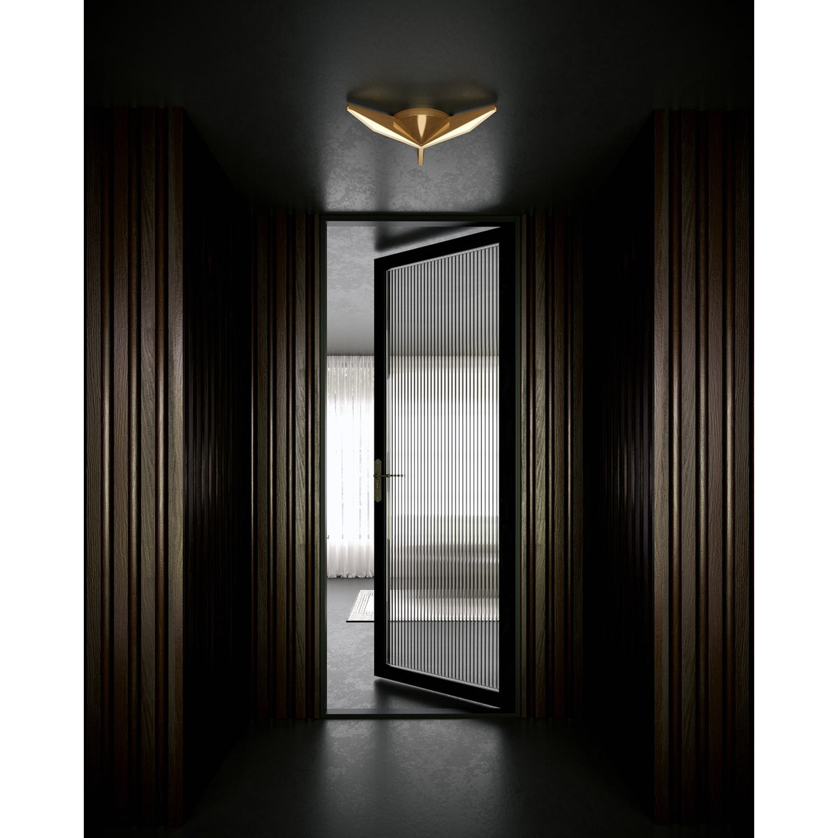 Kuzco Tachi 18in LED Flush Mount | Vintage Brass Steel and Frosted Acrylic | Bedroom & Living Room Ceiling Light | 1710lm 3000K | Model FM64218-VB