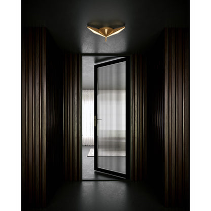 Kuzco Tachi 18in LED Flush Mount | Vintage Brass Steel and Frosted Acrylic | Bedroom & Living Room Ceiling Light | 1710lm 3000K | Model FM64218-VB