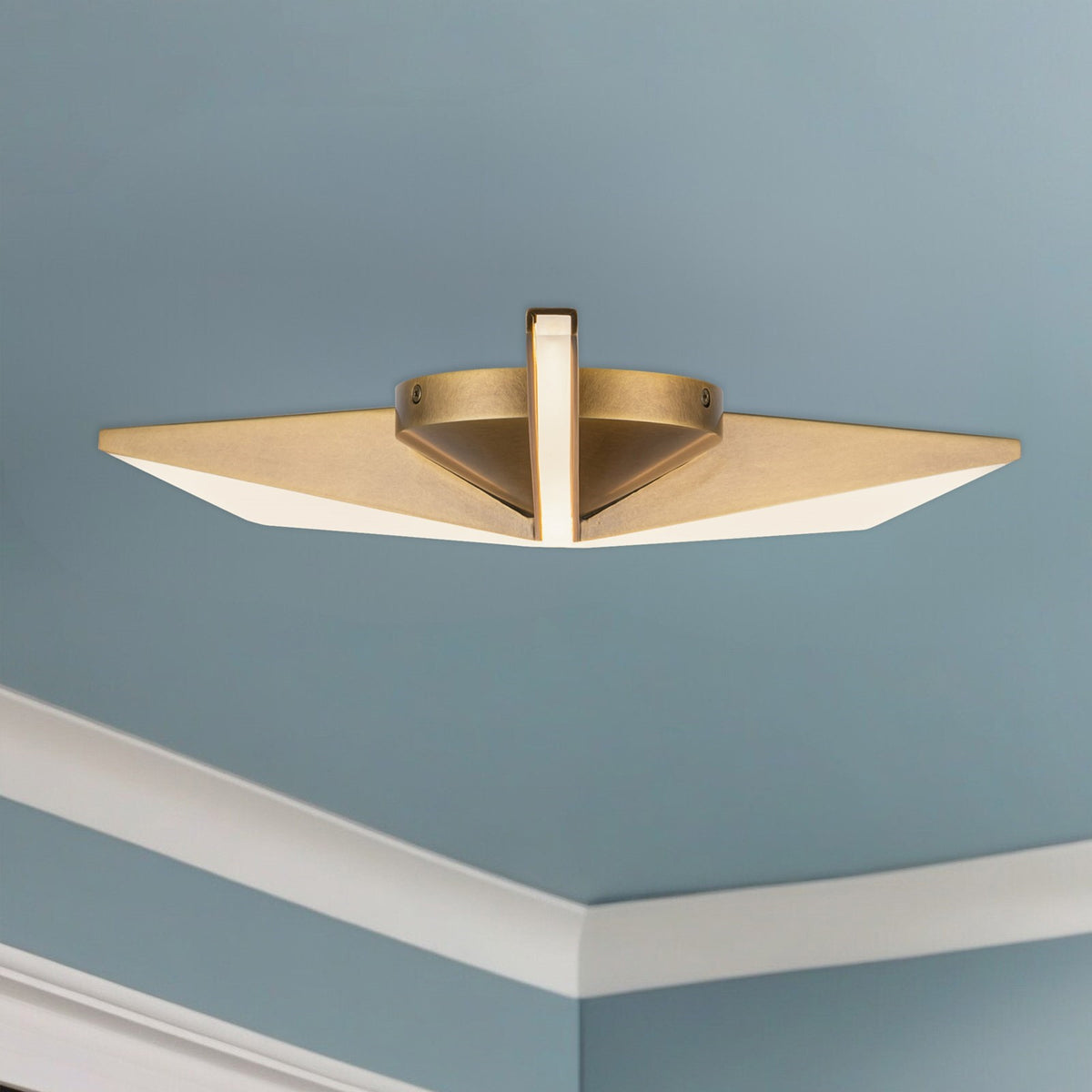 Kuzco Tachi 18in LED Flush Mount | Vintage Brass Steel and Frosted Acrylic | Bedroom & Living Room Ceiling Light | 1710lm 3000K | Model FM64218-VB