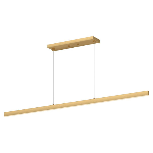 Kuzco Vega 56in 1-Light Linear Pendant | Modern Brushed Gold and White Acrylic Diffuser | Kitchen Island & Dining Room | Model LP10356-BG-2700K