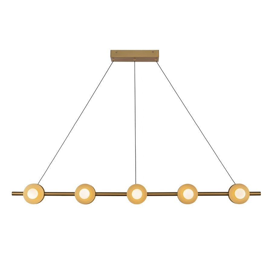Kuzco Elixir 48" LED Linear Pendant, Brushed Gold/Steel Shade