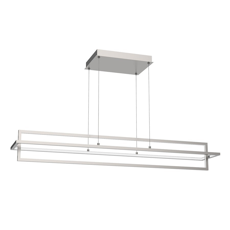 Kuzco Mondrian 48in 1-Light Linear Pendant | Modern Brushed Nickel and Frosted Acrylic | Kitchen Island & Dining Room | 7990lm | Model LP16248-BN
