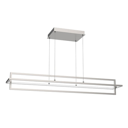 Kuzco Mondrian 48in 1-Light Linear Pendant | Modern Brushed Nickel and Frosted Acrylic | Kitchen Island & Dining Room | 7990lm | Model LP16248-BN