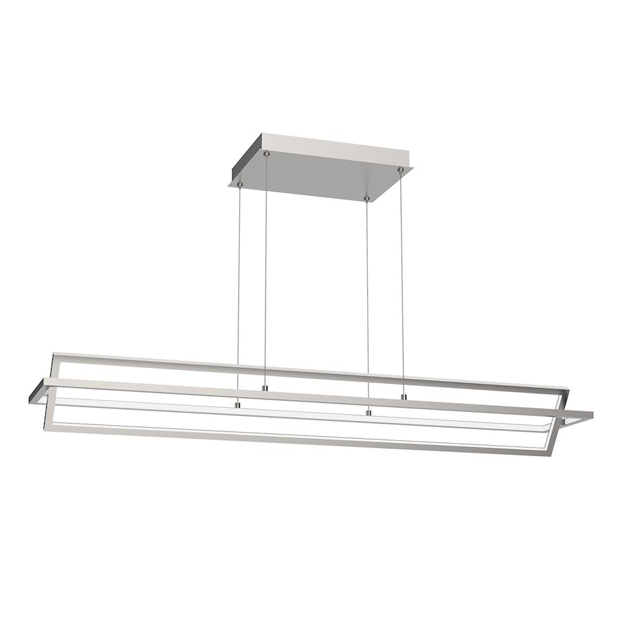 Kuzco Mondrian 48in 1-Light Linear Pendant | Modern Brushed Nickel and Frosted Acrylic | Kitchen Island & Dining Room | 7990lm | Model LP16248-BN