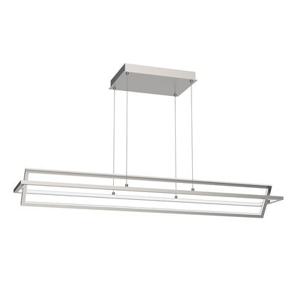 Kuzco Mondrian 48in 1-Light Linear Pendant | Modern Brushed Nickel and Frosted Acrylic | Kitchen Island & Dining Room | 7990lm | Model LP16248-BN
