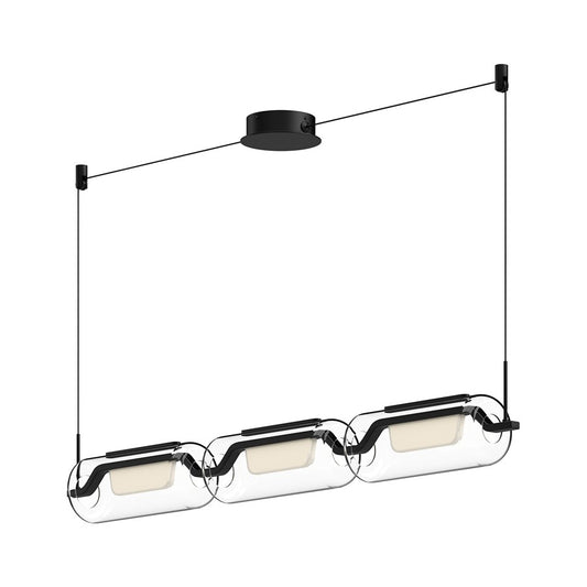 Kuzco Hilo 43" LED Linear Pendant, Black/Clear Glass Shade - LP28543-BK-UNV