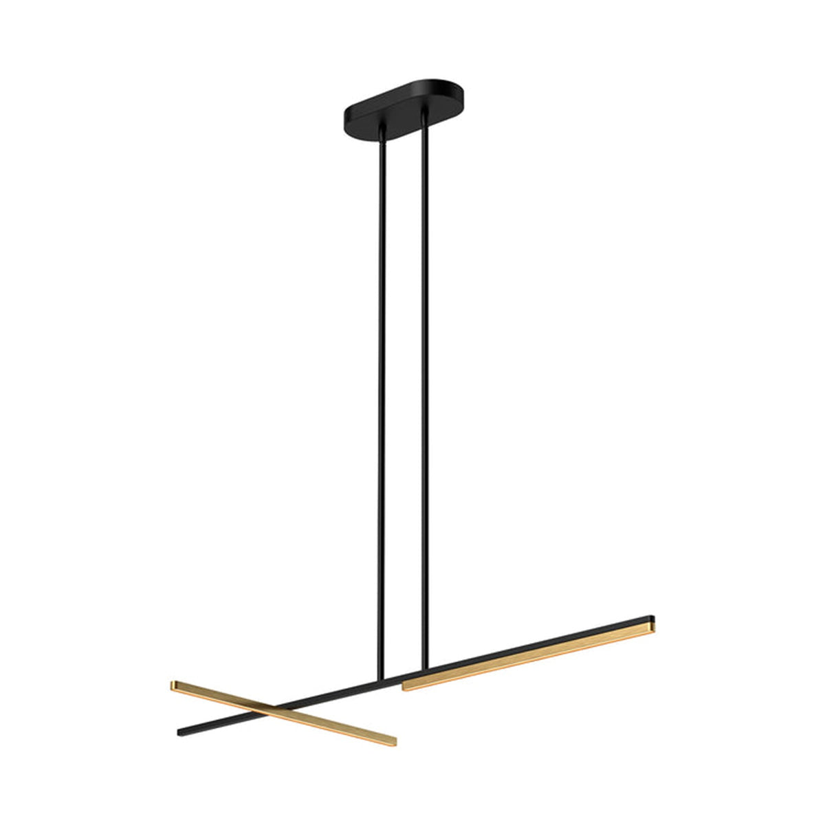 Kuzco Shift 48in 1-Light LED Linear Pendant | Modern Black Aluminum and Brushed Gold with White Acrylic Diffuser | Kitchen | Model LP28748-BK-BG
