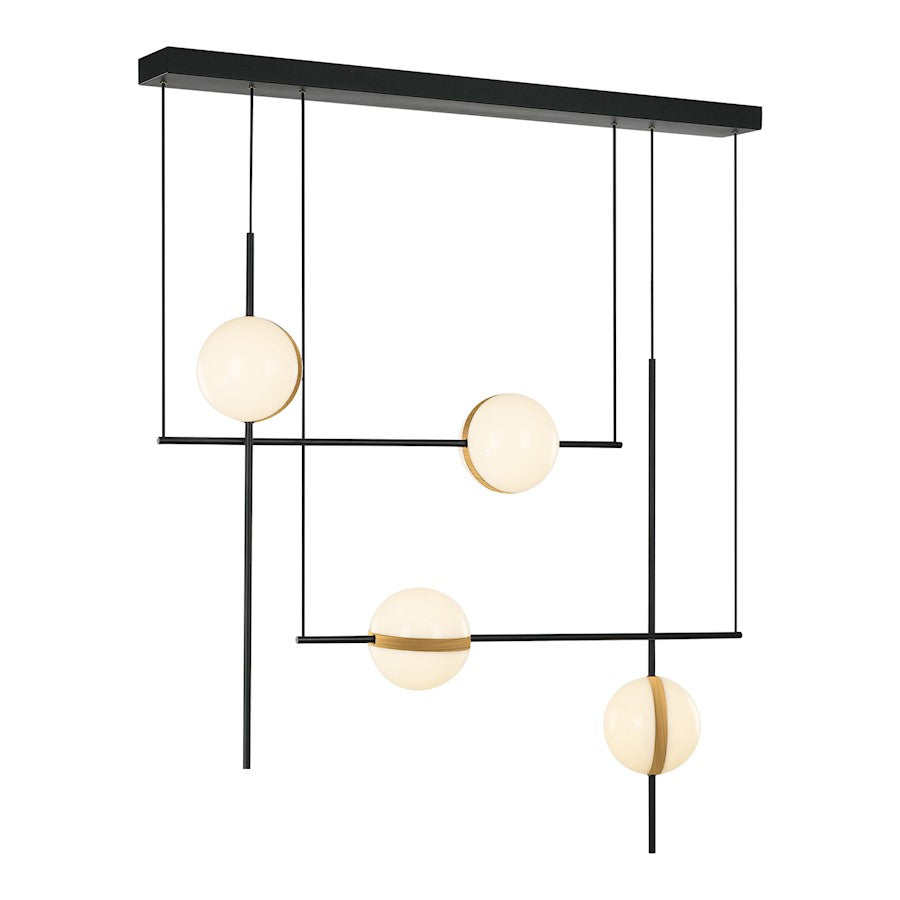 Alora Tagliato 40" LED Linear Pendant, Black/Gold/Frosted Acrylic - LP302004MBBG