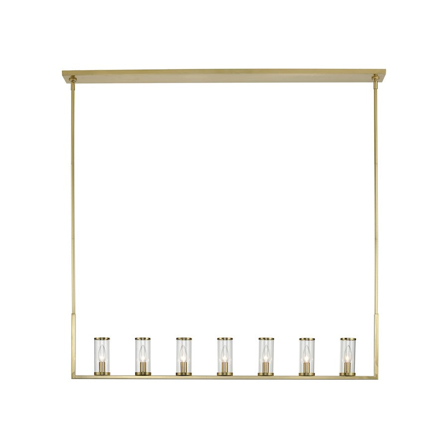 Alora Revolve 7 Light Linear Pendant, Clear/Natural Brass/Clear - LP309007NBCG