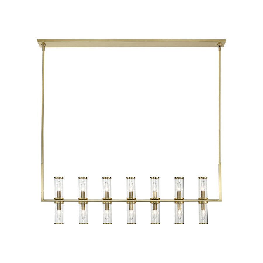 Alora Revolve 14 Light Linear Pendant, Clear/Natural Brass/Clear - LP309077NBCG