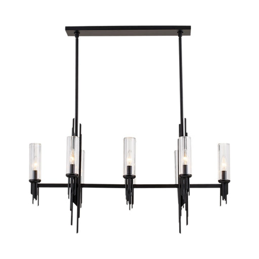 Alora Torres 8 Light 38" Linear Pendant, Clear Ribbed/Black/Clear - LP335838MBCR