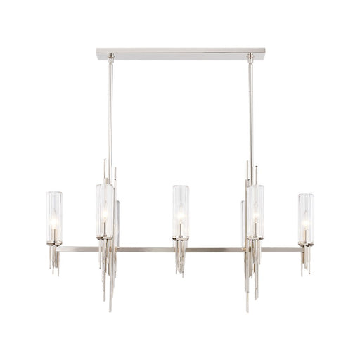 Alora Torres 8 Light 38" Linear Pendant, Nickel/Ribbed/Clear - LP335838PNCR
