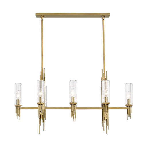 Alora Torres 8 Light 38" Linear Pendant, Ribbed/Brass/Clear - LP335838VBCR