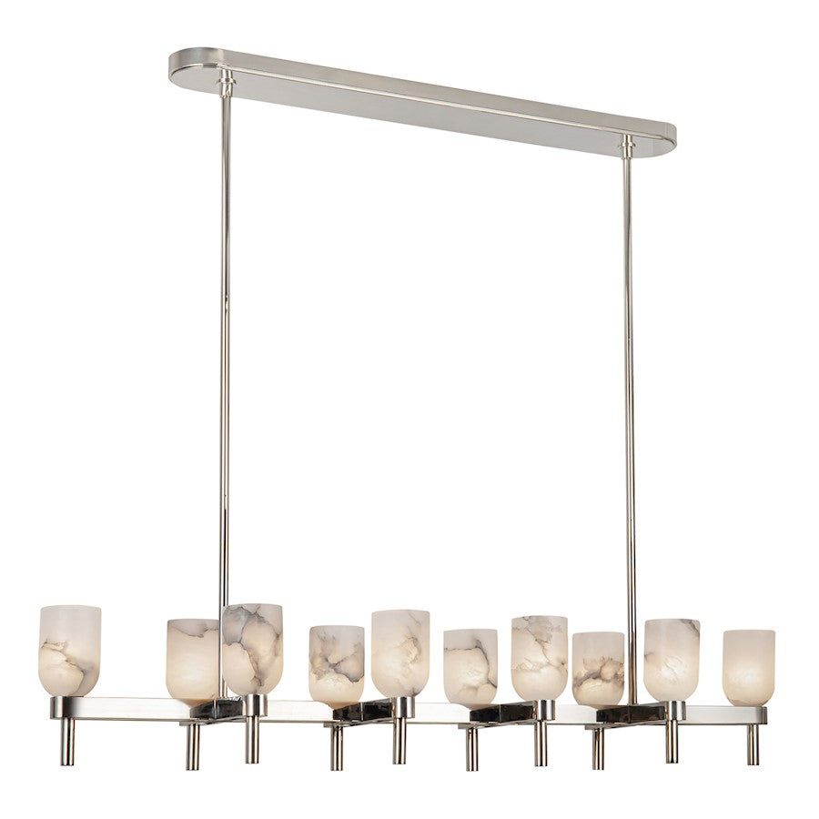 Alora Lucian 10Lt 52" Linear Pendant, Nickel/Alabaster/Alabaster - LP338052PNAR