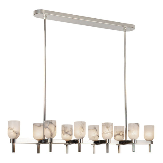 Alora Lucian 10Lt 52" Linear Pendant, Nickel/Alabaster/Alabaster - LP338052PNAR