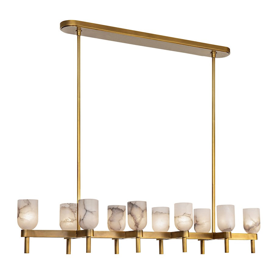 Alora Lucian 10Lt 52" Linear Pendant, Brass/Alabaster/Alabaster - LP338052VBAR